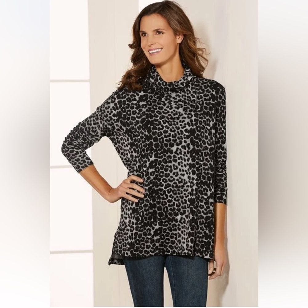 Soft Surroundings Women's Felina Leopard Print Tunic Sweater Sz. Medium (10-12)